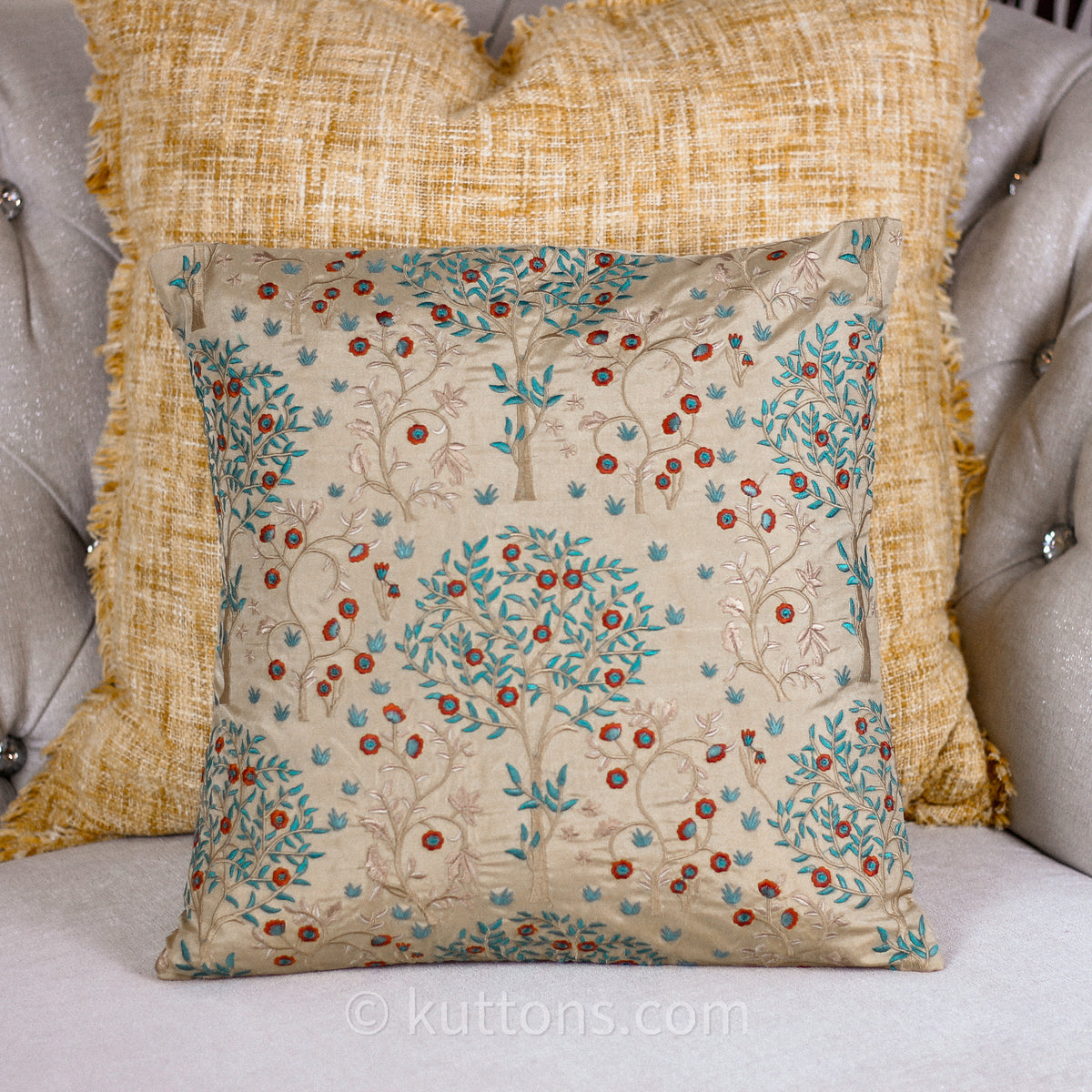 embroidered silk blend pillow cover