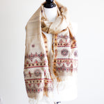 Tribal Godana Handpainted, Handwoven Silk Wrap - Natural Colours | Golden Stole, 24x81"