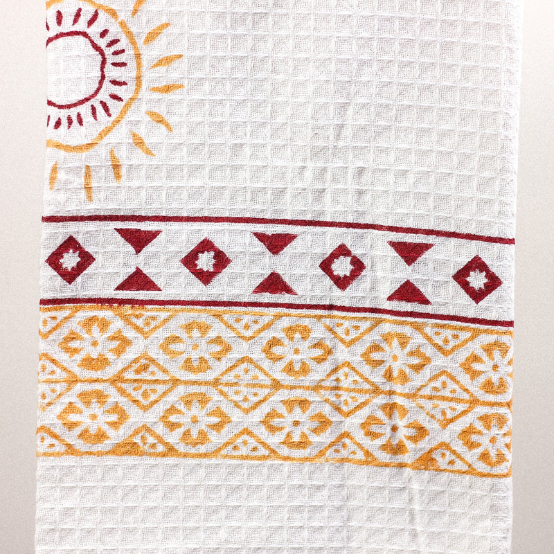 handmade waffle cotton printed bath towel