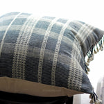 Handwoven Wool Cushion Cover with Tassels, close shot