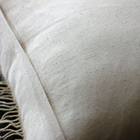 Handwoven Organic Wool Cotton Cushion Cover with Tassels - Throw Pillow | Cream-Brown, 22x22"