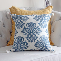 Hand Screen Printed 100% Cotton Pillow - Corner Tassels