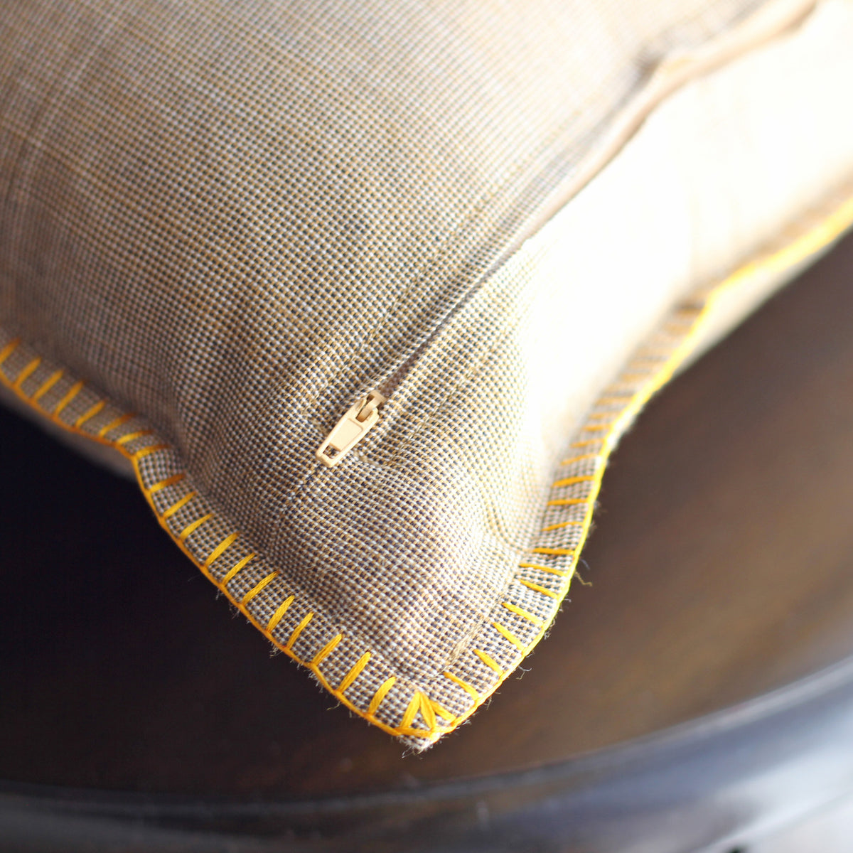 Embroidered Cotton Textured Pillow Cover - Handloom Throw Cushion, zipper, reverse