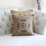 Embroidered Cotton Textured Pillow Cover - Handloom Throw Cushion