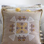 Embroidered Cotton Textured Pillow Cover - Handloom Throw Cushion, close up
