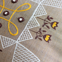 Embroidered Cotton Textured Pillow Cover - Handloom Throw Cushion, close shot