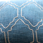 close shot blue jute cotton cushion cover