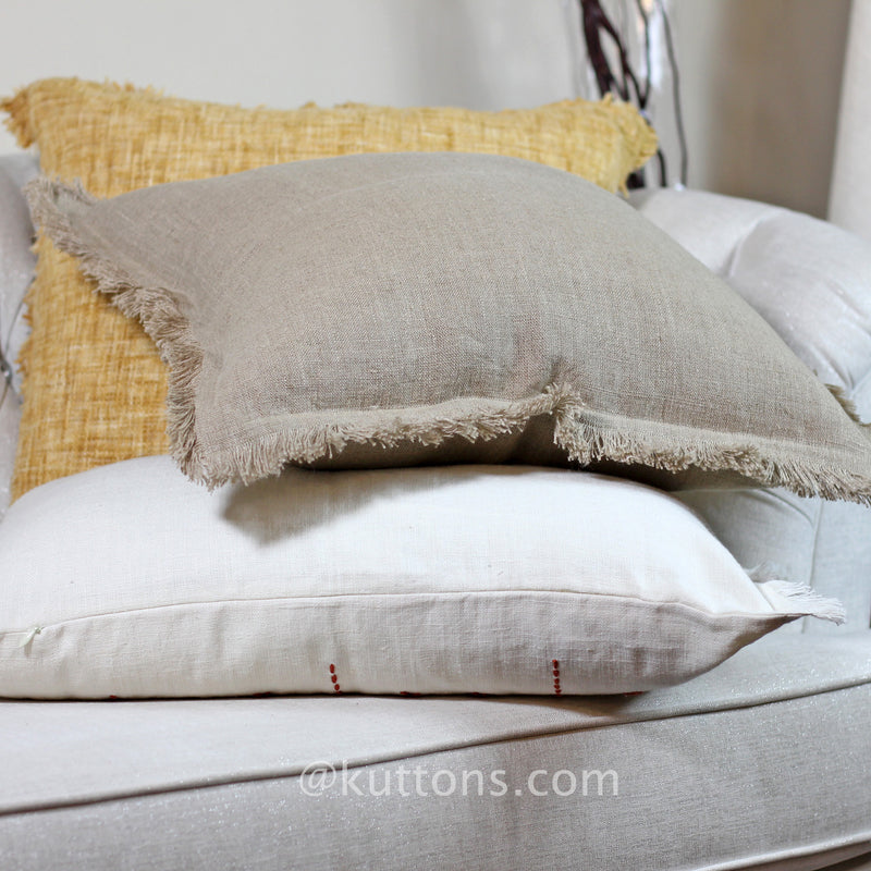 Linen Throw Pillow Cover with fringes