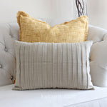 Handcrafted Linen Throw Pillow Cover - Pleated Design | Natural Brown, straight pleats