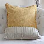 Handcrafted Linen Throw Pillow Cover - Pleated Design | Natural Brown