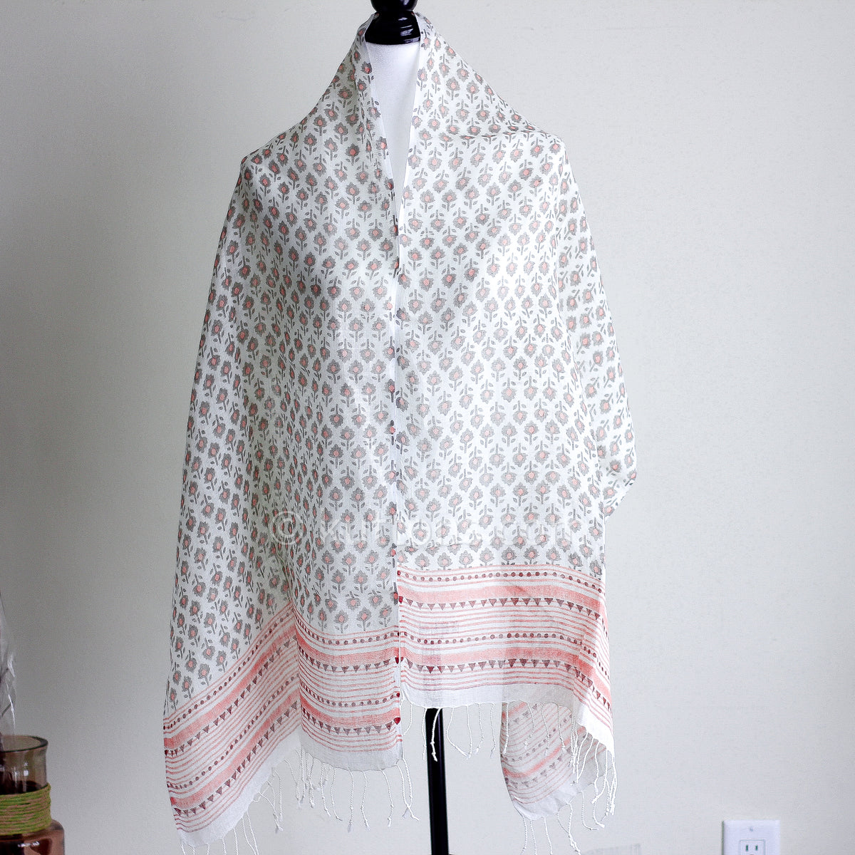 linen stole with floral print