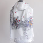 Hand-Painted Linen Stole - With Tribal Madhubani Painting