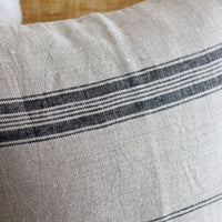 Natural Linen Cushion Cover - Black Stripes | close up